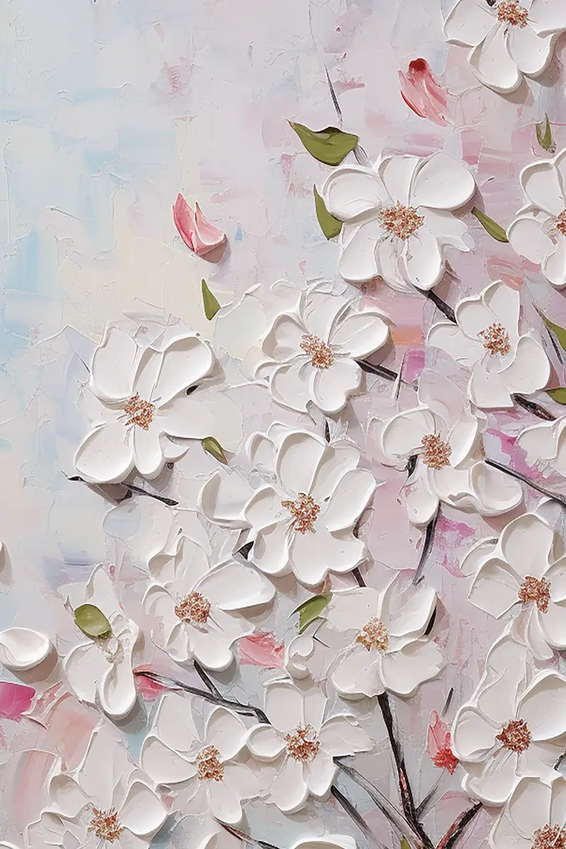 Floral Wall Art Acrylic Canvas Painting with 3D Textured Finish