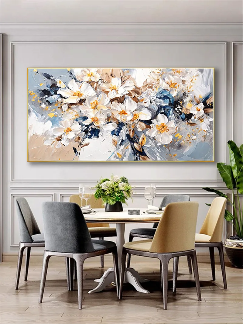 Abstract Flower Painting Textured Acrylic Canvas Art for Home Walls