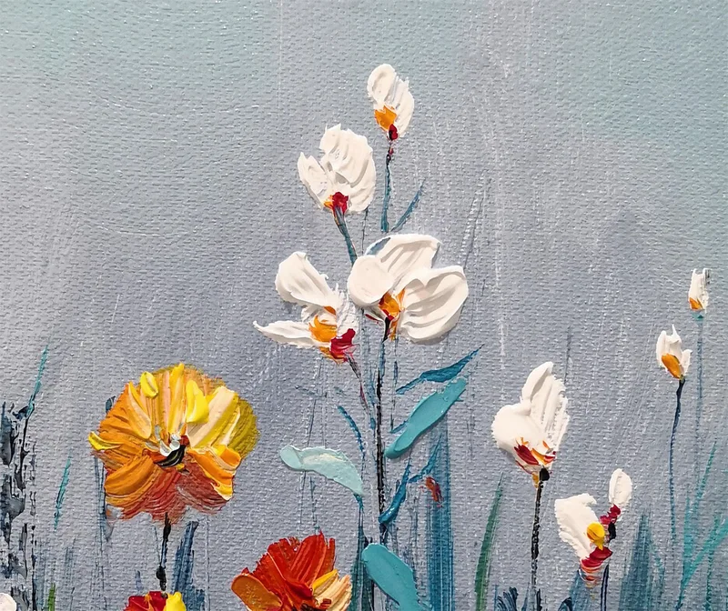 Abstract Floral Painting Canvas Art with Textured Acrylic Finish