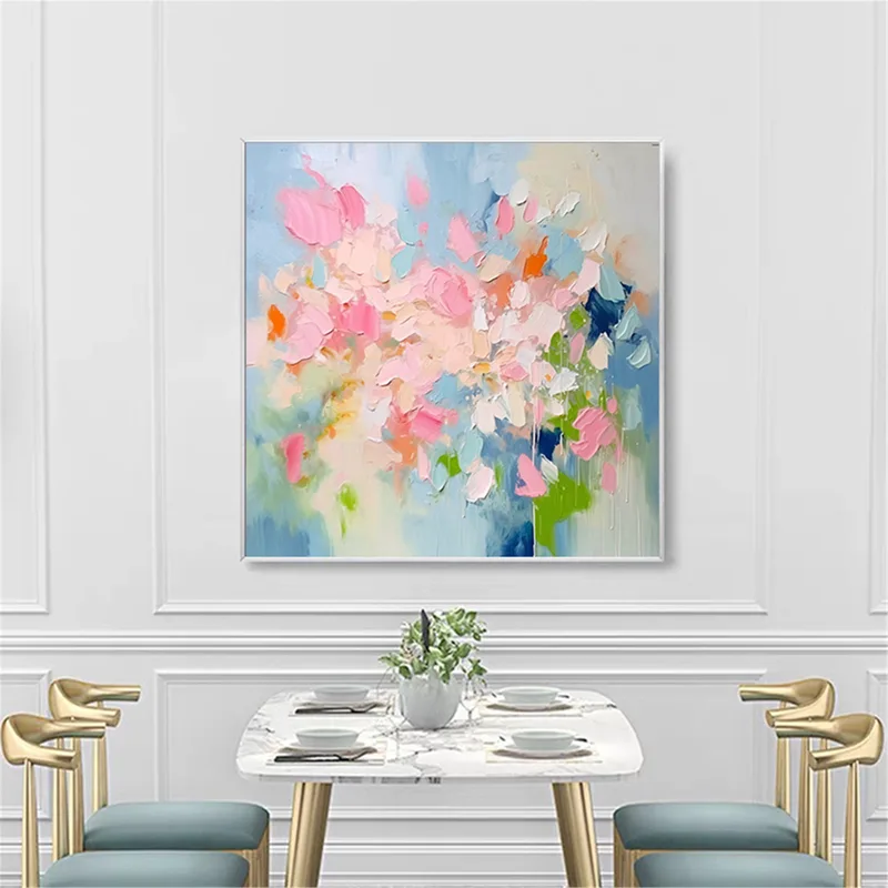 Flower Painting Abstract Acrylic Canvas Art for Home Wall Display