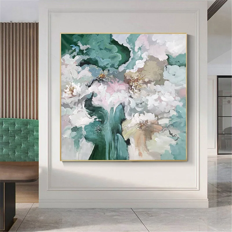 Pink Flower Painting Original Acrylic Canvas Art for Home Wall Decor
