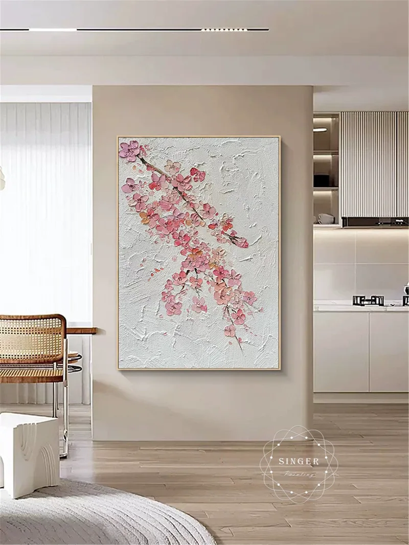Floral Wall Art Acrylic Painting on Canvas for Unique Wall Decor