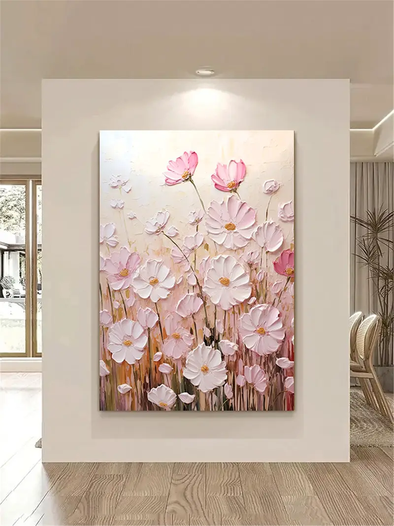 Flower Wall Art Textured Acrylic Painting for Living Room Decoration