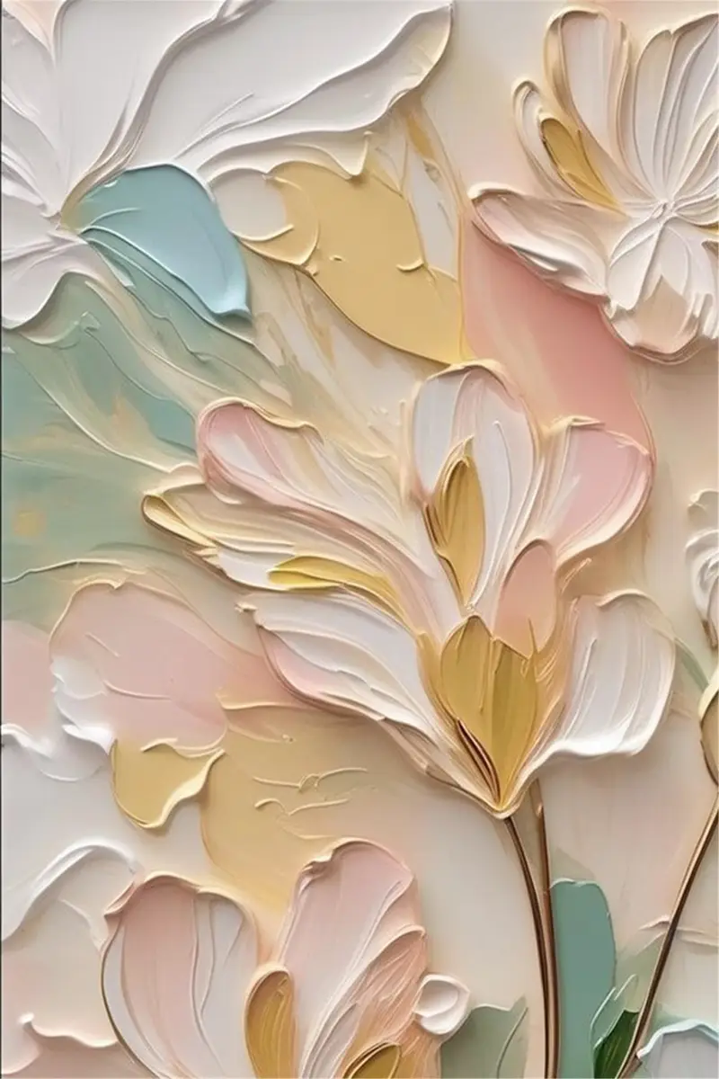 Abstract Flower Painting Textured Canvas Art for Living Room Decor