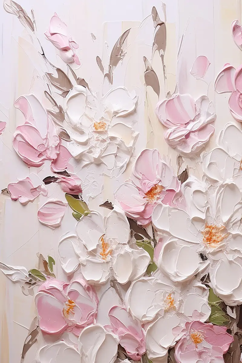 Floral Canvas Painting Textured Acrylic Art for Wall Decoration