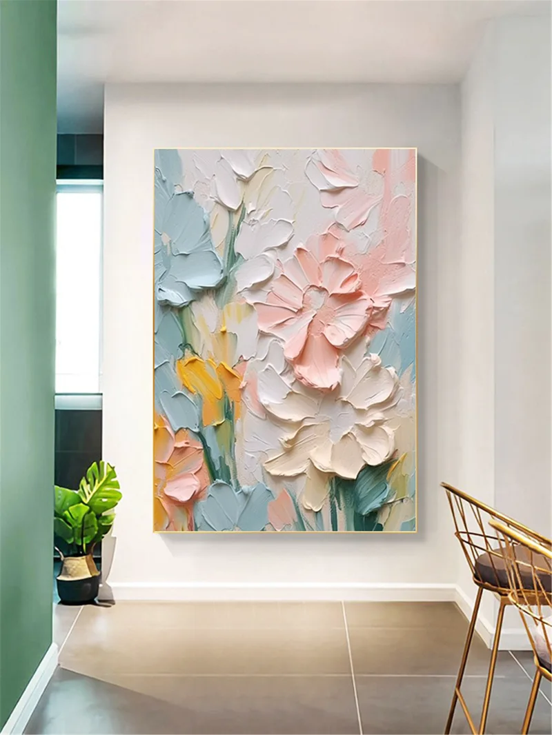 Floral Wall Art 3D Textured Acrylic Canvas Painting for Wall Decor