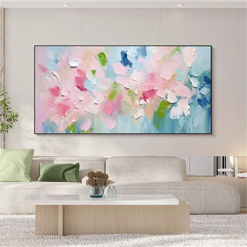 Abstract Flower Painting Textured Canvas Art for Unique Wall Decor