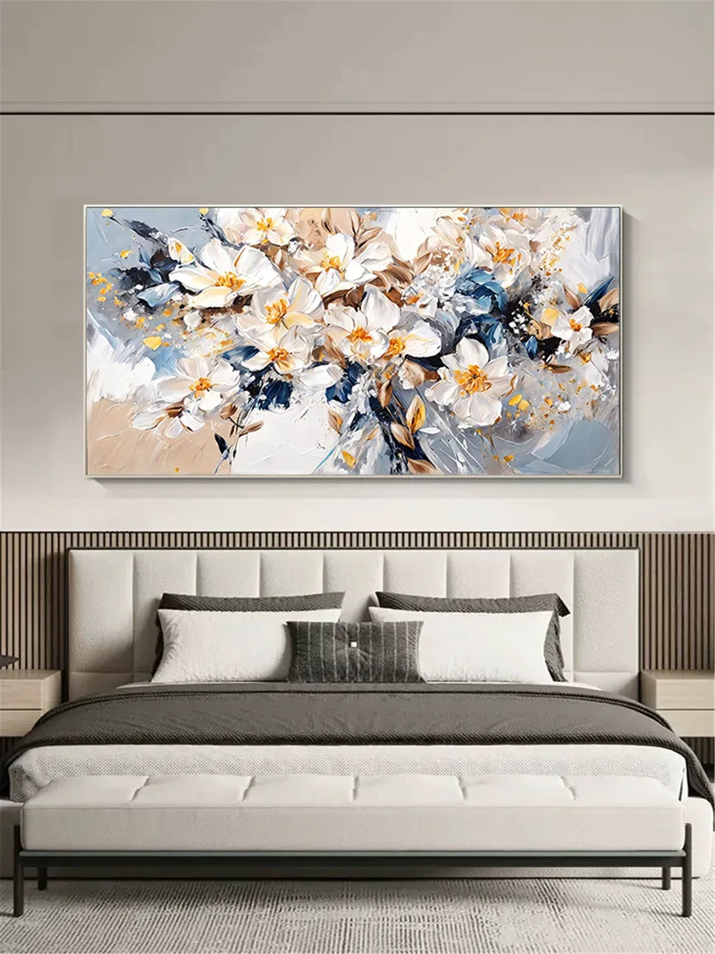 Abstract Flower Painting Textured Acrylic Canvas Art for Home Walls