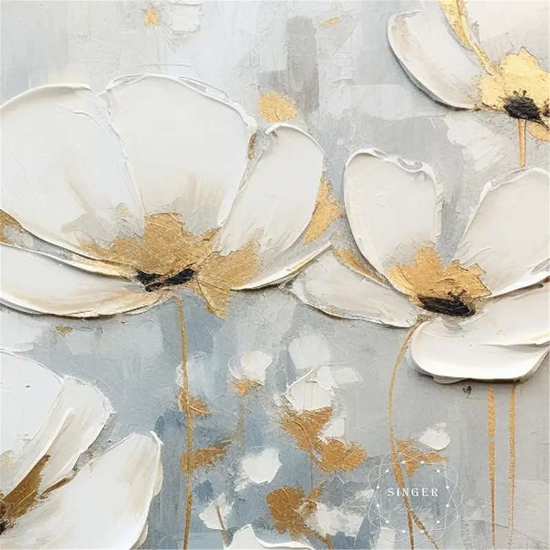 Pink Floral Canvas Painting Original Acrylic Art for Home Decor