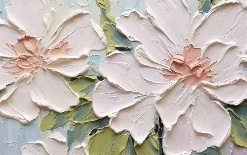 Floral Canvas Art Abstract Painting with 3D Texture for Home Walls