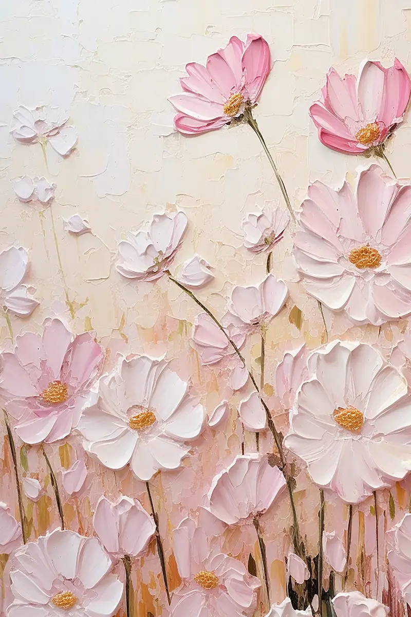 Flower Wall Art Textured Acrylic Painting for Living Room Decoration