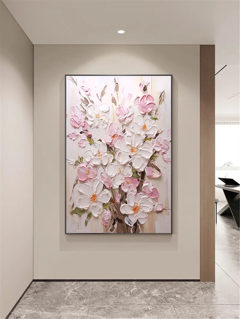 Floral Canvas Painting Textured Acrylic Art for Wall Decoration