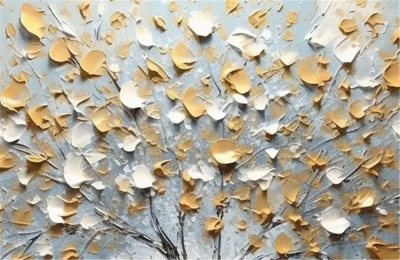 Flower Wall Art Abstract Canvas Painting with Textured Acrylic Finish