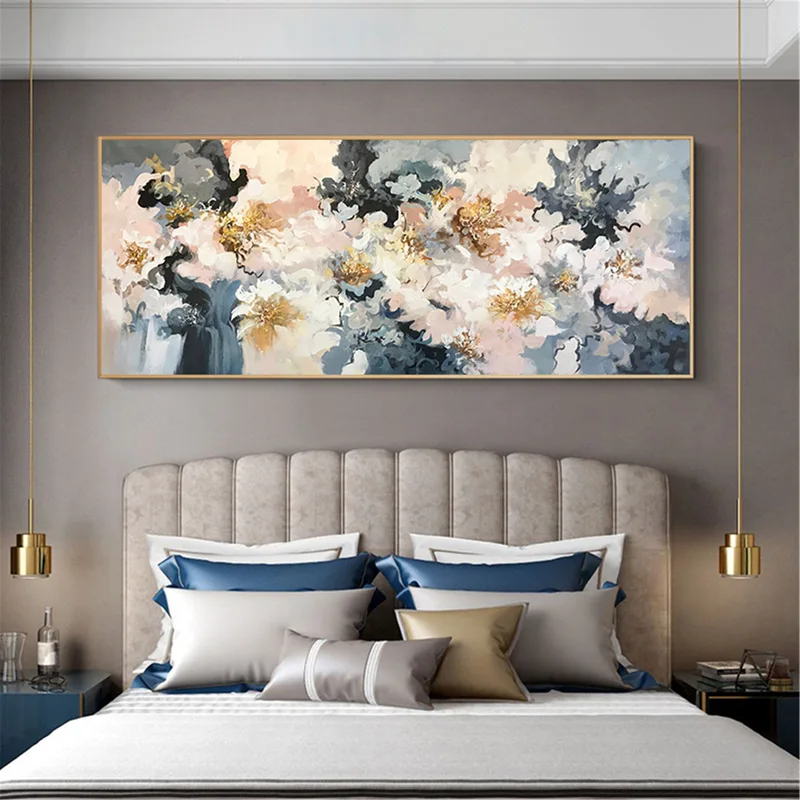 Floral Wall Art Canvas Painting with 3D Textured Acrylic Finish