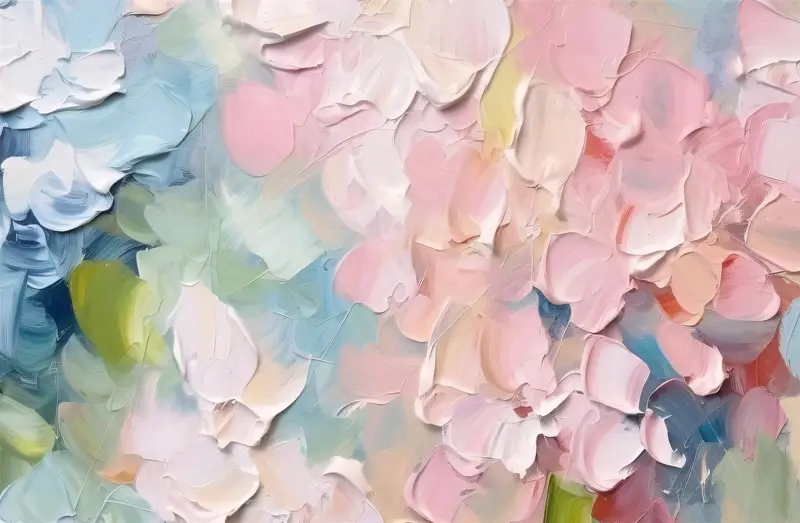 Flower Wall Art Acrylic Painting on Canvas with Textured Finish