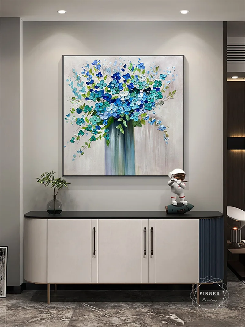 Pink Flower Painting Acrylic Canvas Art for Home Wall Decoration
