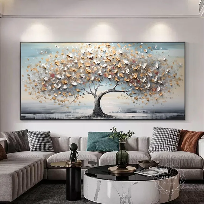 Pink Floral Painting Textured Acrylic Canvas Art for Living Room