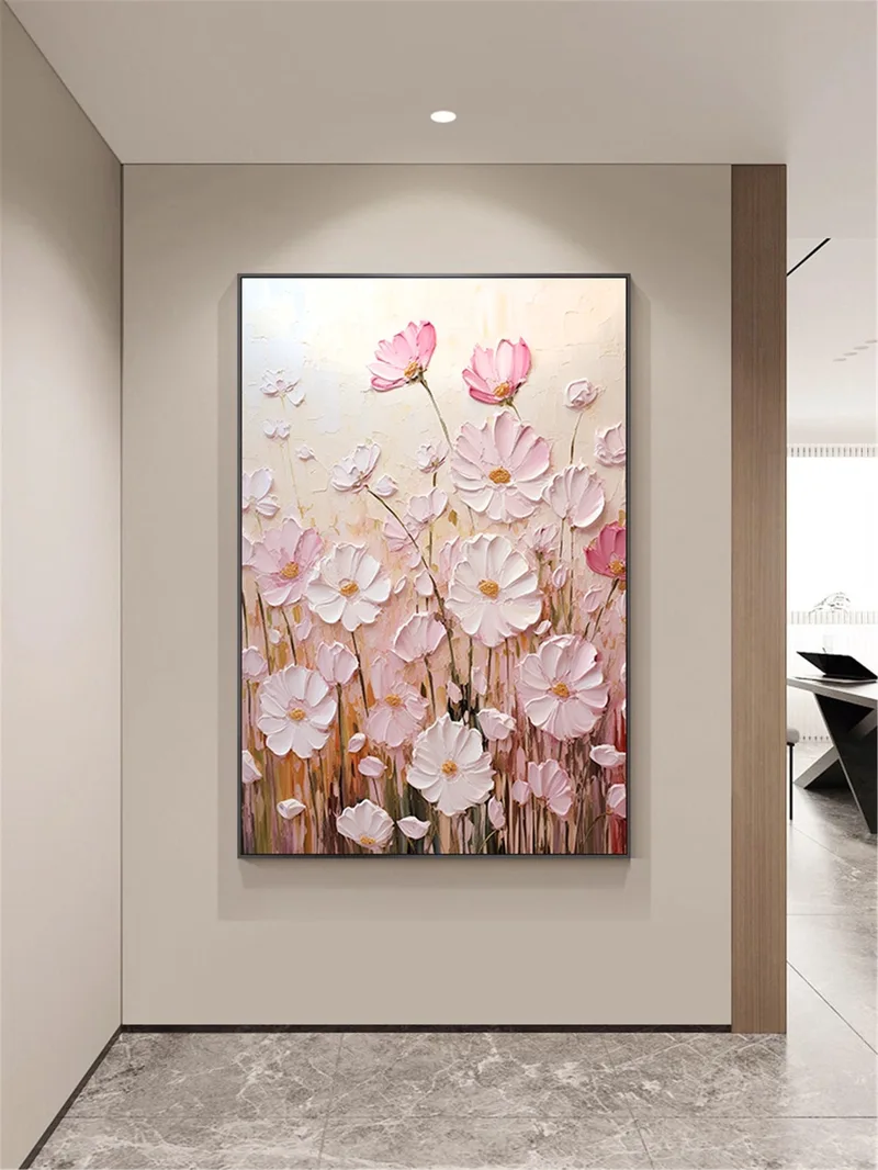 Flower Wall Art Textured Acrylic Painting for Living Room Decoration