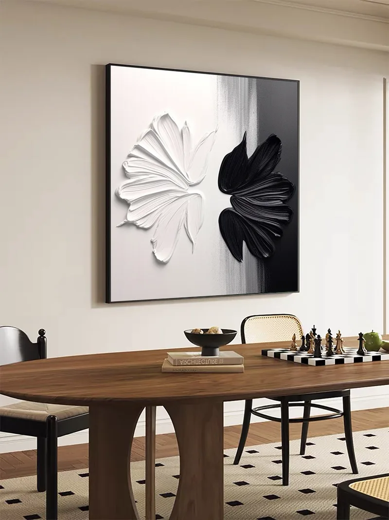 Original Black and White Texture Art - Framed 3D Minimalist Painting