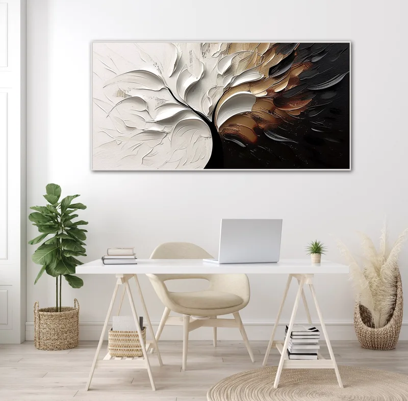 Large 3D Black and White Texture Art - Modern Minimalist Design