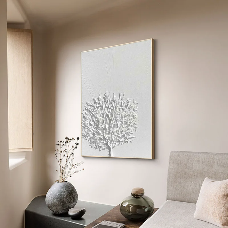 Modern Minimalist Black and White 3D Textured Art - Framed Large Painting