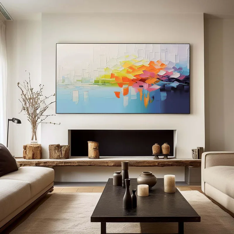 Modern Colorful Abstract Painting – Large 3D Textured Wall Art
