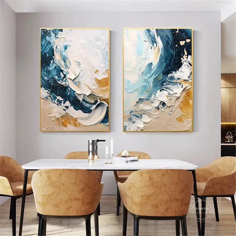 Framed Modern Abstract Texture Art for Living Room Acrylic Wall Painting