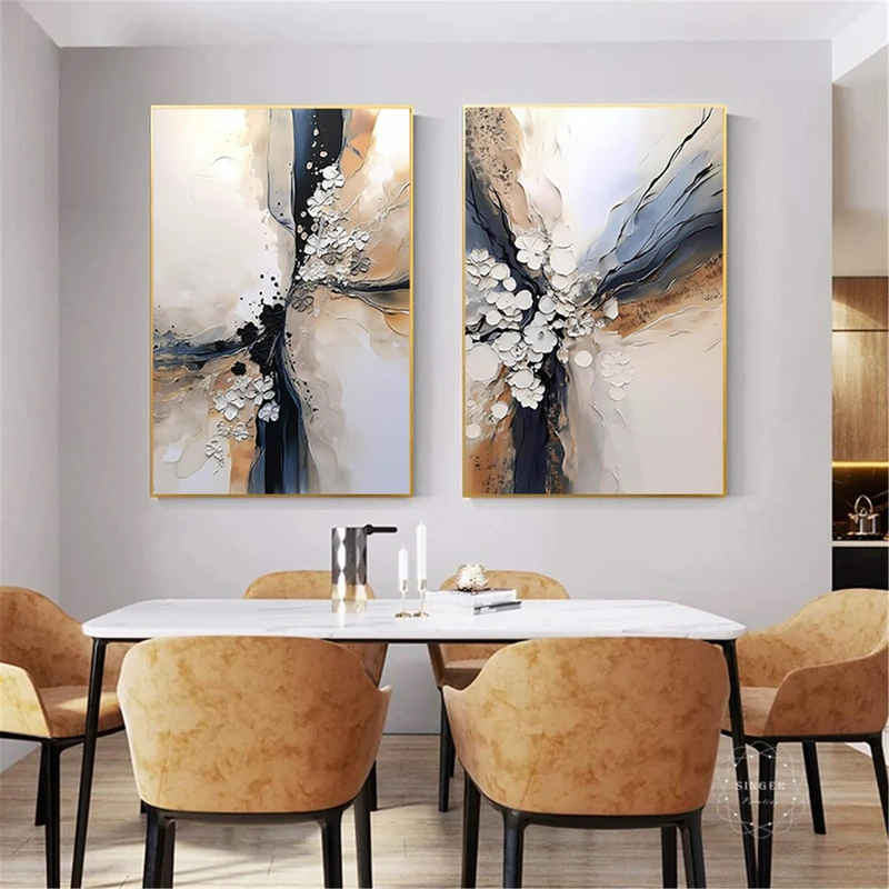 Framed Abstract Acrylic Texture Art for Large Living Room Wall Decor