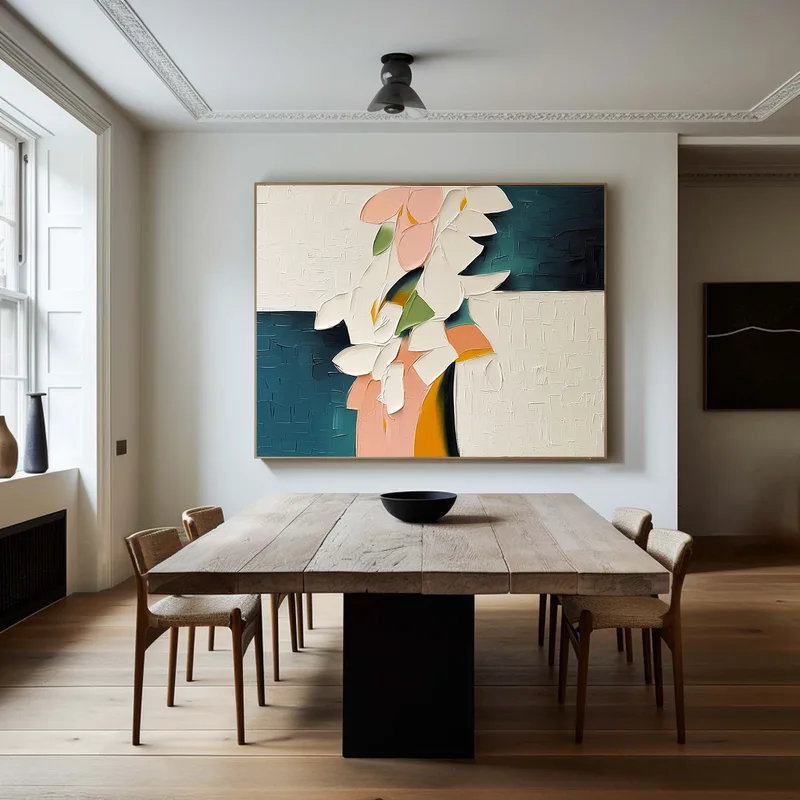 Large Hand-Painted Modern Colorful Oil Painting – 3D Textured Wall Art