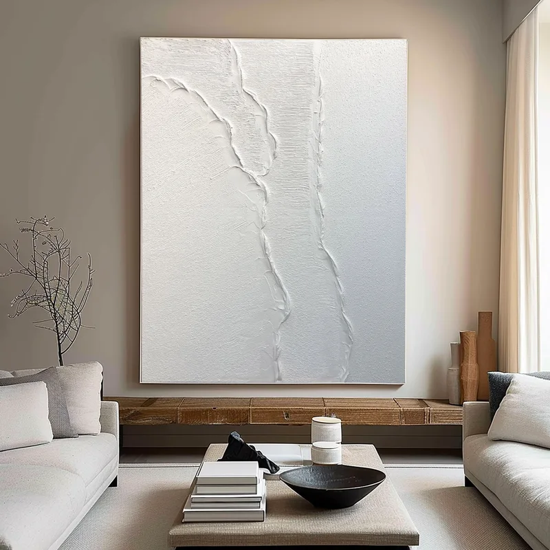 Modern Black and White 3D Textured Art - Large Framed Minimalist Design