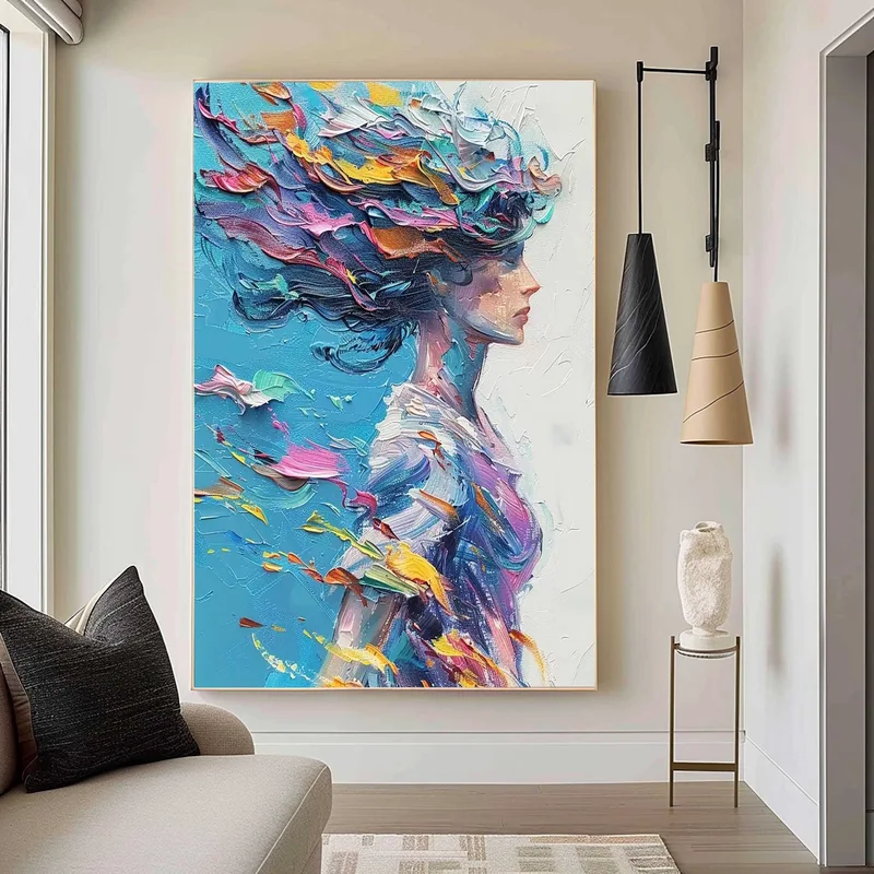 Hand-Painted Large Colorful Floral Art – 3D Wall Decoration