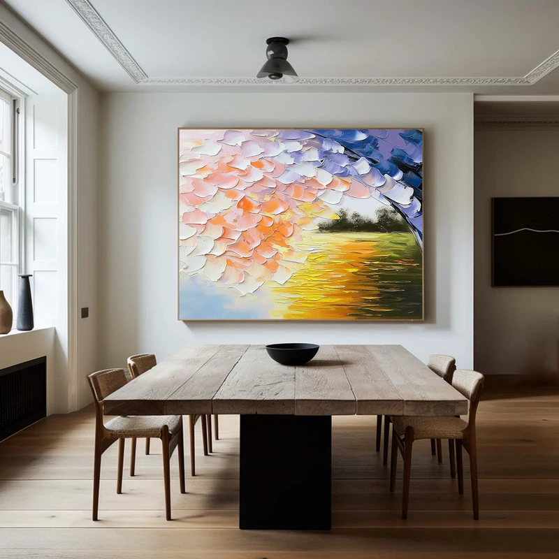 Large Modern Colorful 3D Textured Abstract Painting for Walls