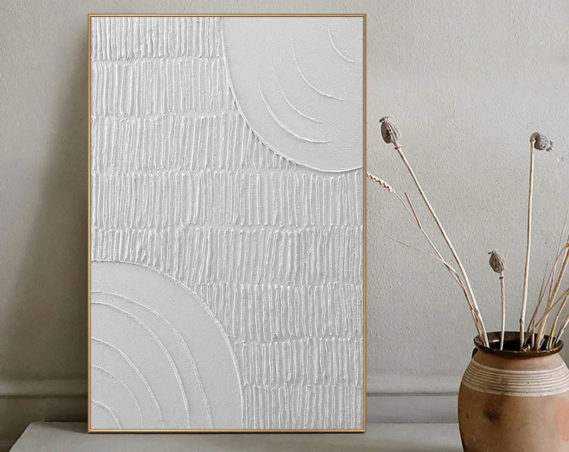 White 3D Texture Art - Minimalist Black and White Abstract Painting