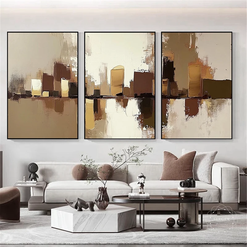 Framed 3D Abstract Painting Large Texture Canvas Modern Minimalist Art