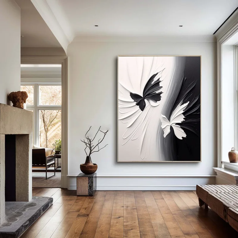 Buy Black and White 3D Texture Art - Modern Minimalist Framed Design