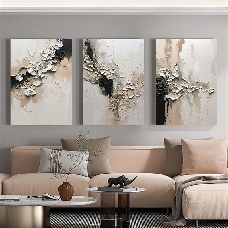 Large Framed Brown Abstract Texture Art for Modern Living Room Decor