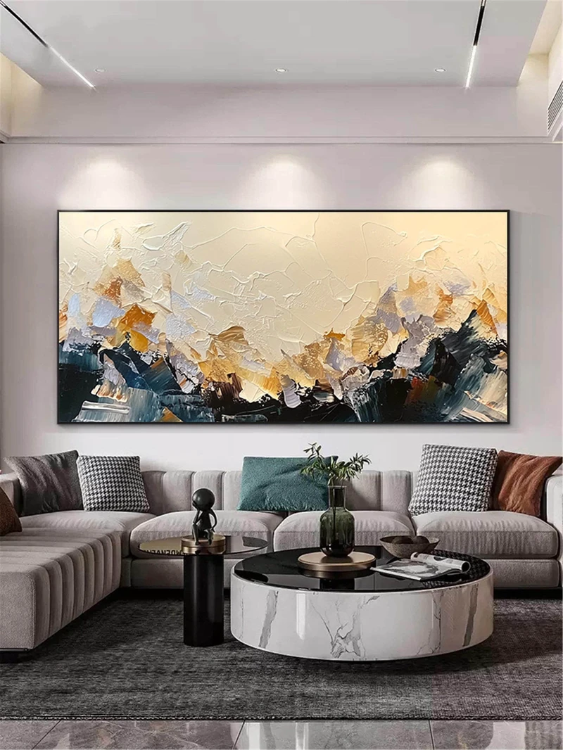 Large Modern Textured Abstract Painting for Living Room Wall Decor