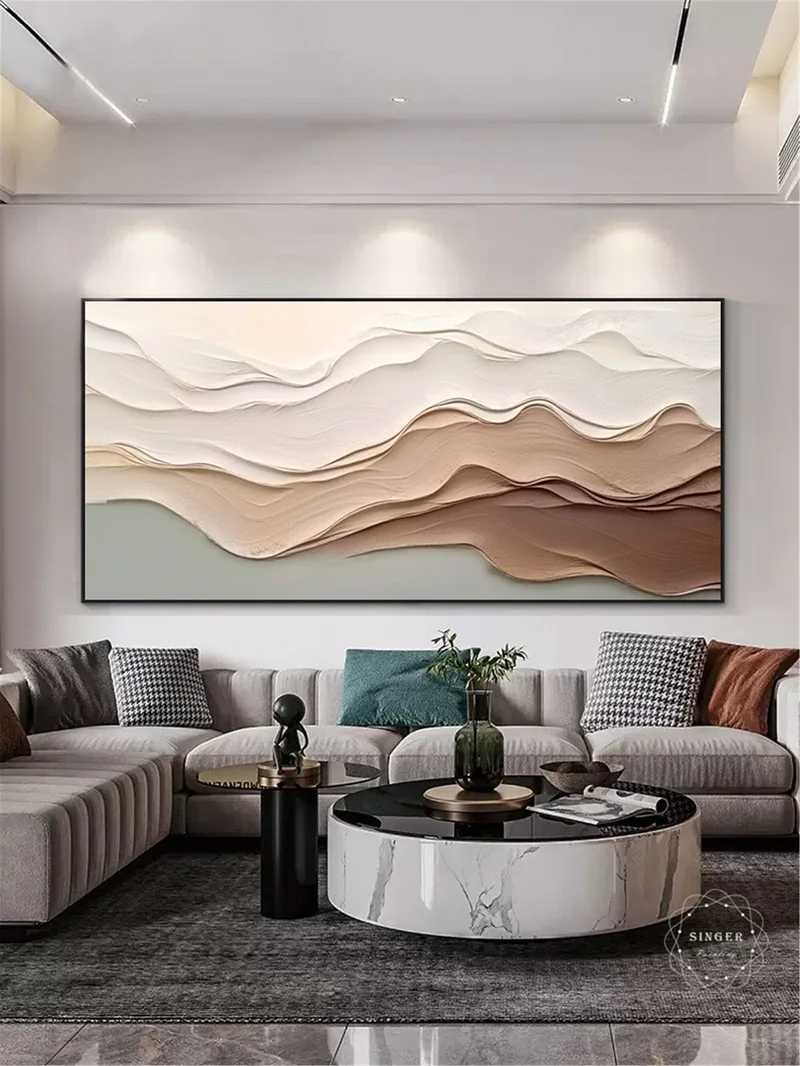 Large Abstract Painting 3D Texture Modern Framed Canvas Art for Sale
