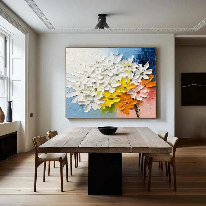 Colorful Abstract Wall Art – Large 3D Textured Modern Interior Decor
