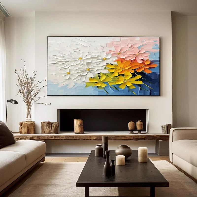 Large Colorful Abstract Cityscape Art – Modern Wall Decoration