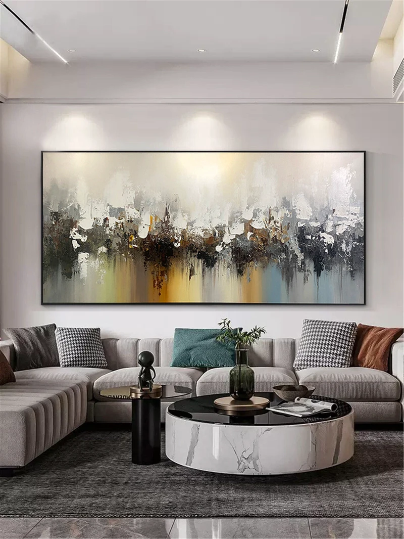 Large Minimalist Textured Abstract Painting for Living Room Modern Wall Art