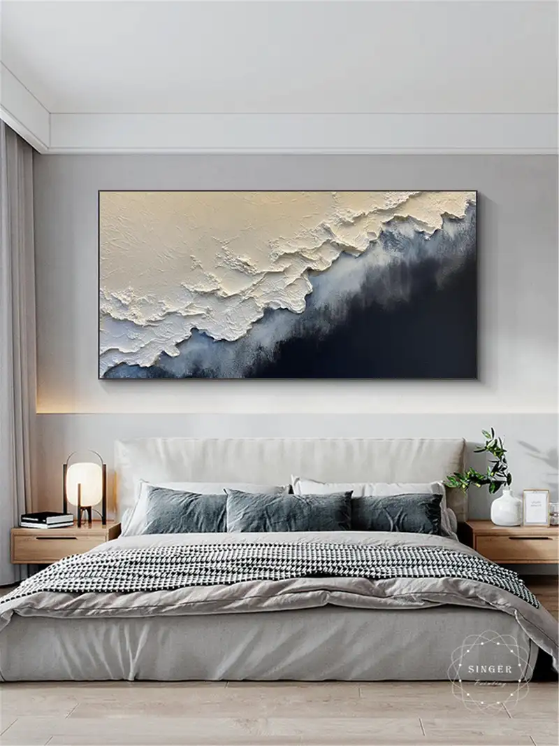 Framed Abstract Texture Art for Minimalist Living Room Wall Decor