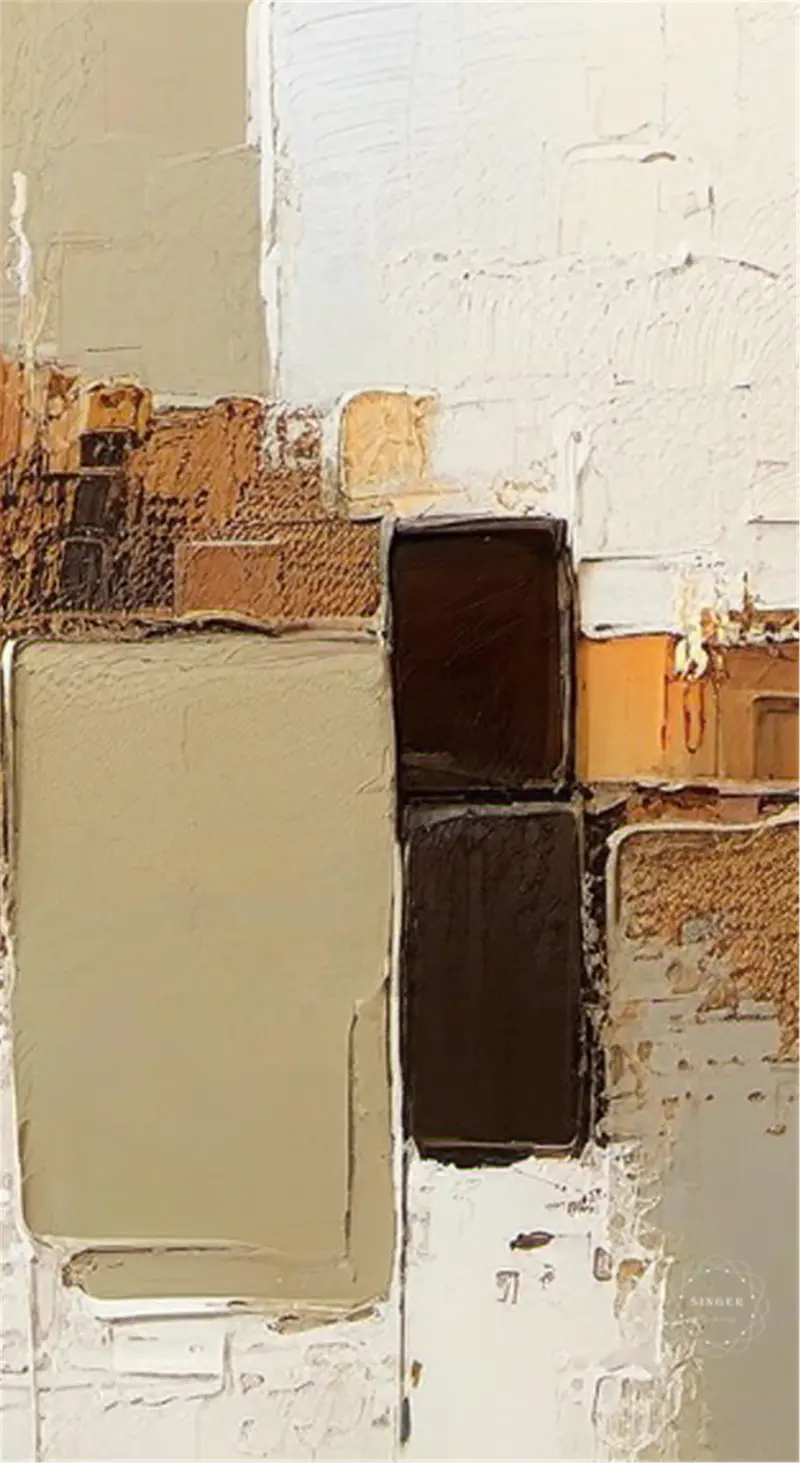 Large Abstract Painting 3D Texture Canvas Framed Modern Minimalist Art