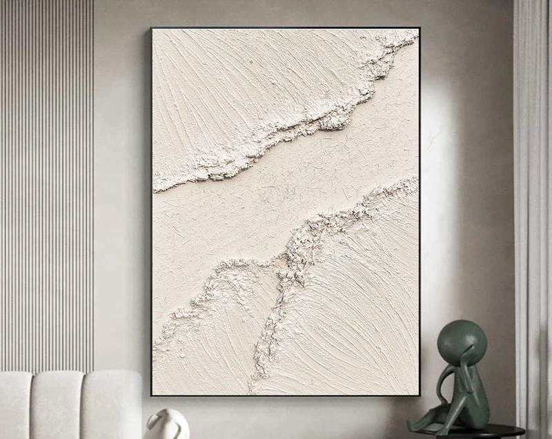 Black and White 3D Textured Art - Large Framed Minimalist Modern Painting