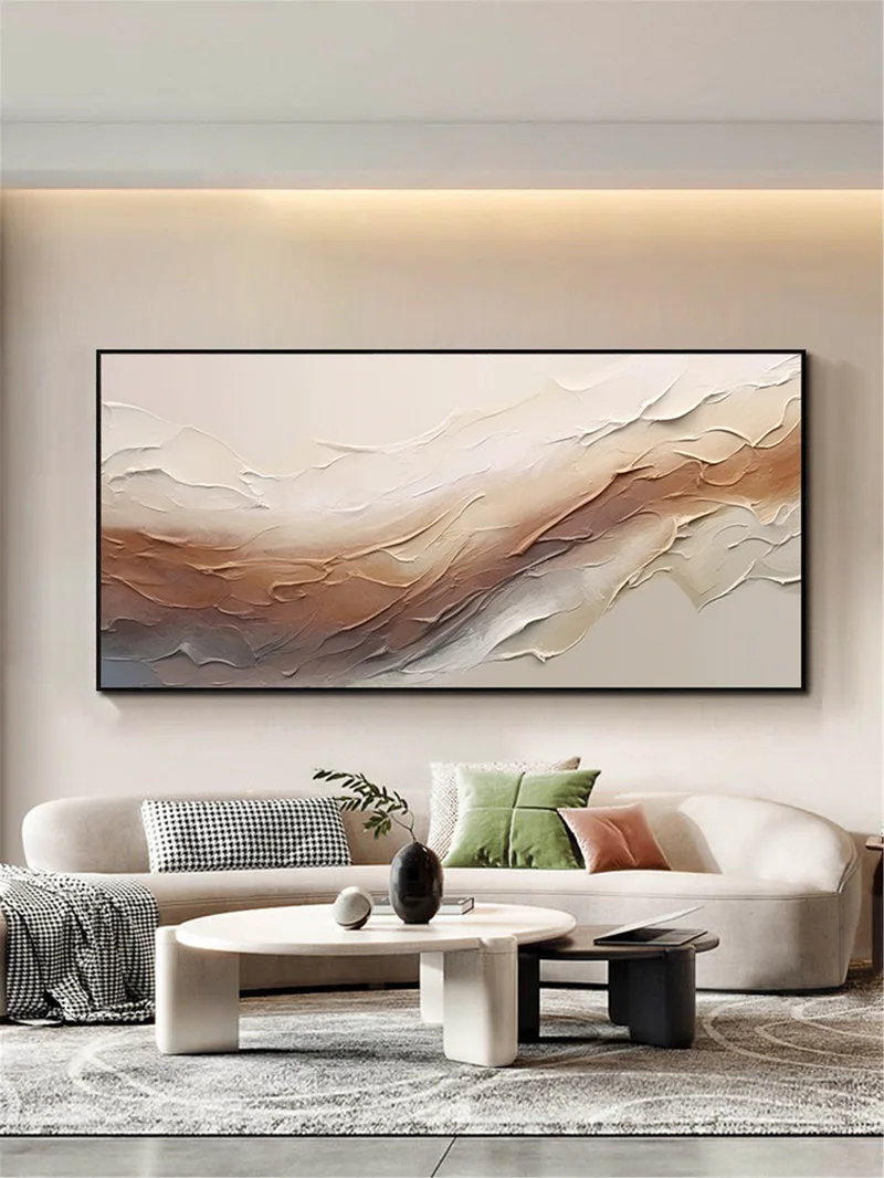Modern Abstract Art Framed Canvas Painting Large 3D Texture for Sale