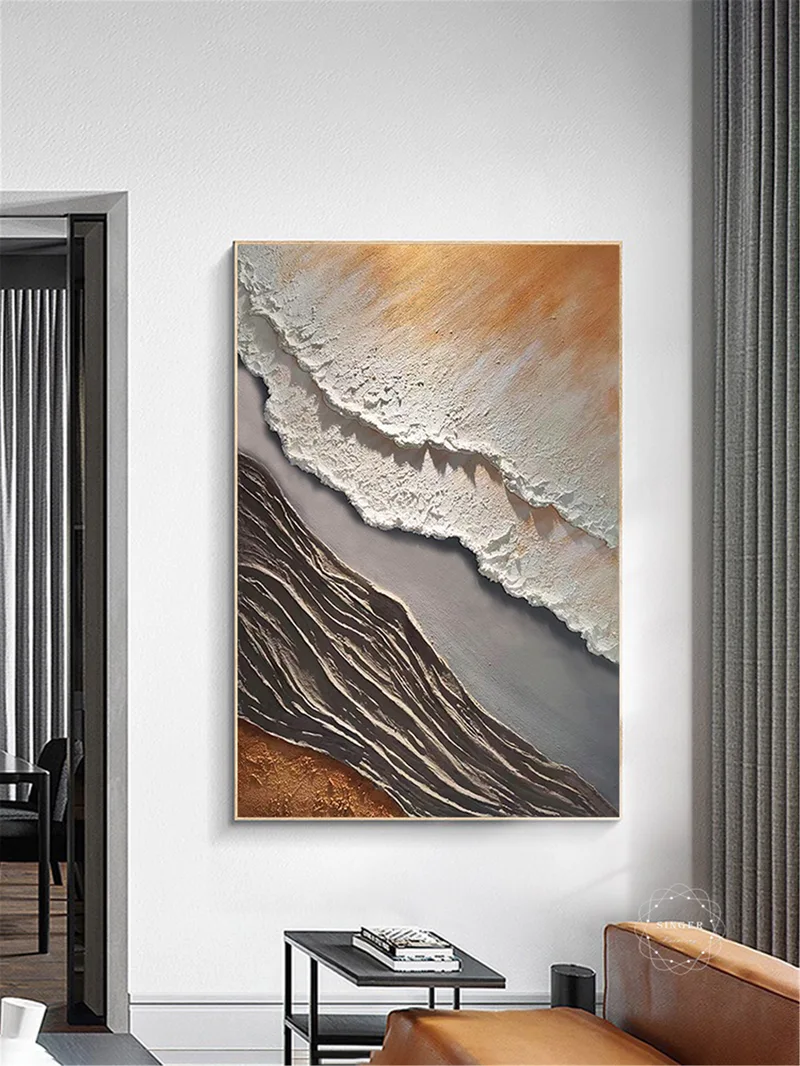 Abstract Texture Art Canvas Painting Large Framed Modern 3D Artwork