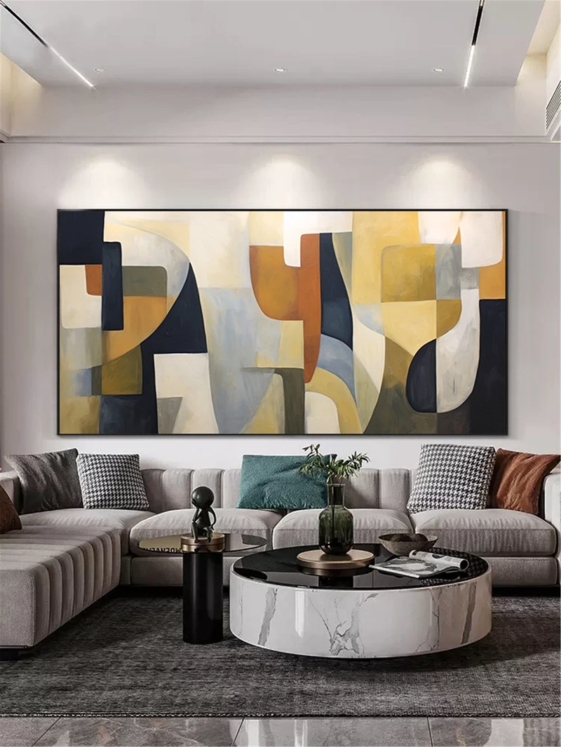 3D Textured Abstract Painting Large Framed Canvas Modern Minimalist Art
