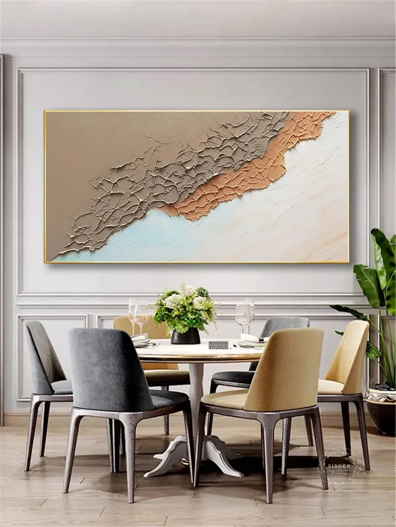 Framed Modern Abstract Textured Art for Living Room Wall Decor