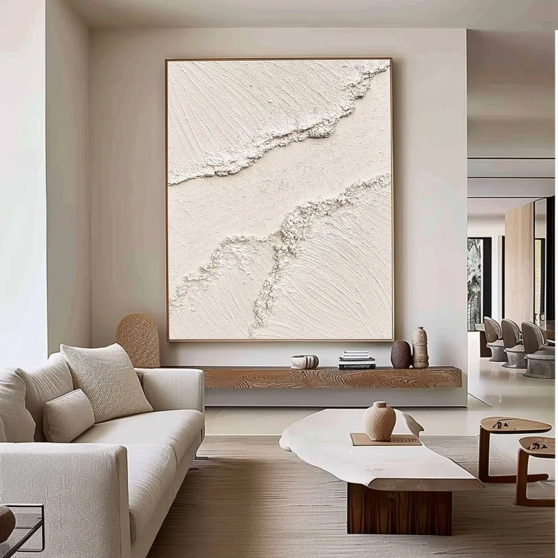 Black and White 3D Textured Art - Large Framed Minimalist Modern Painting
