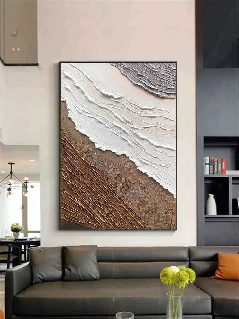 Large Abstract Texture Art Canvas Painting 3D Minimalist Framed Wall Art